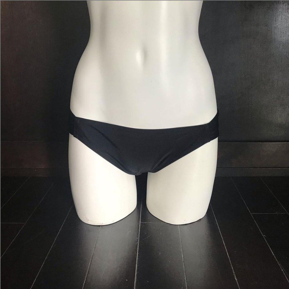 Hula Honey solid black tab side bikini bottoms